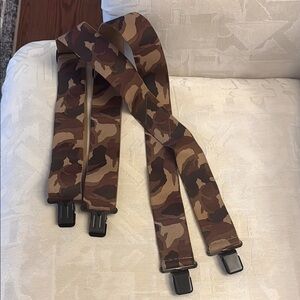 brown Camouflage suspenders men’s belt 2 inch / metal clips strong grip NWOT